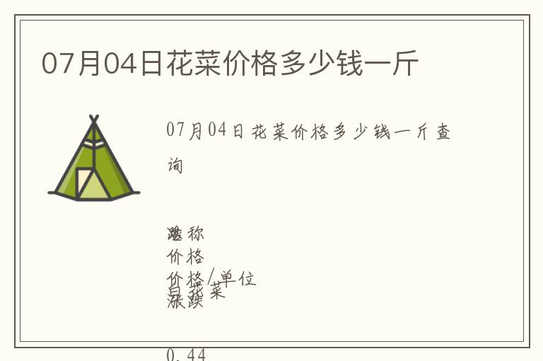 07月04日花菜價(jià)格多少錢一斤