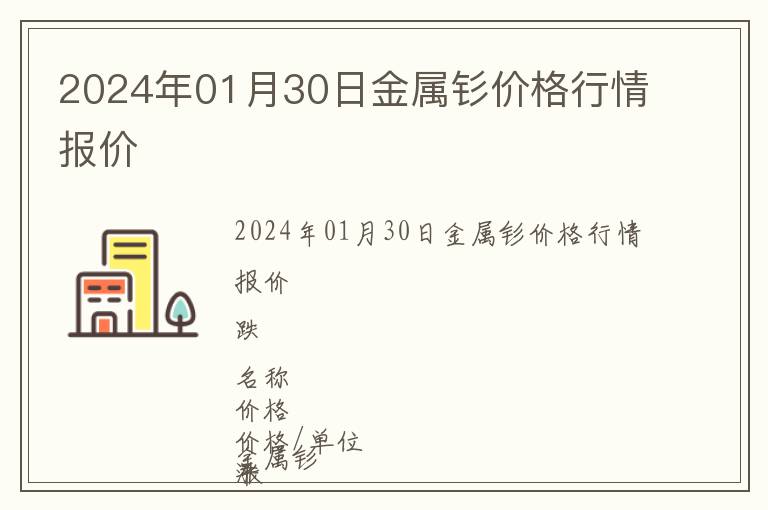 2024年01月30日金屬釤價格行情報價