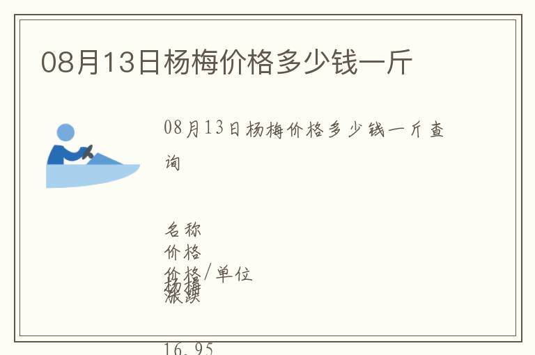08月13日楊梅價格多少錢一斤