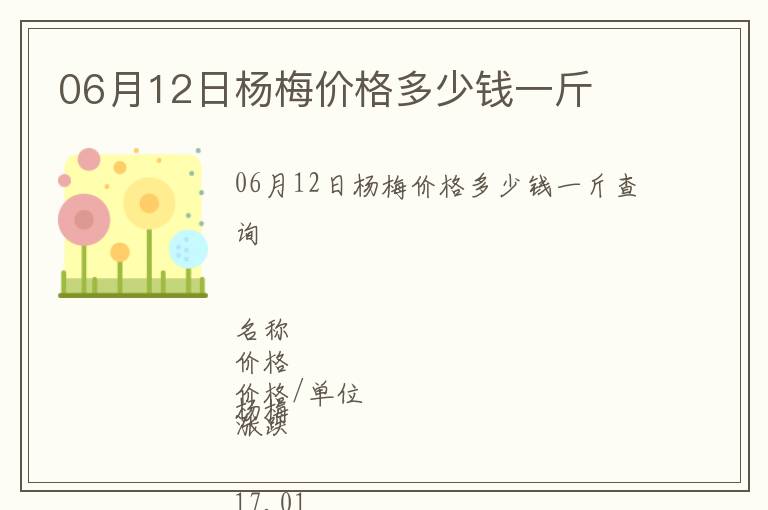06月12日楊梅價格多少錢一斤