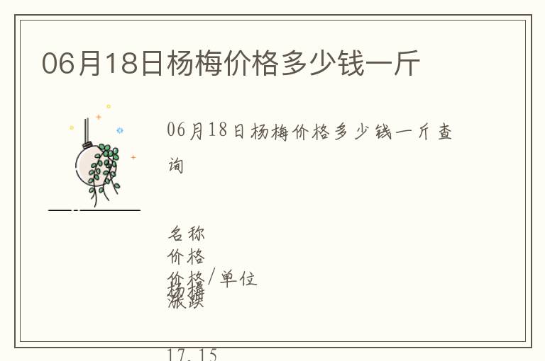 06月18日楊梅價格多少錢一斤