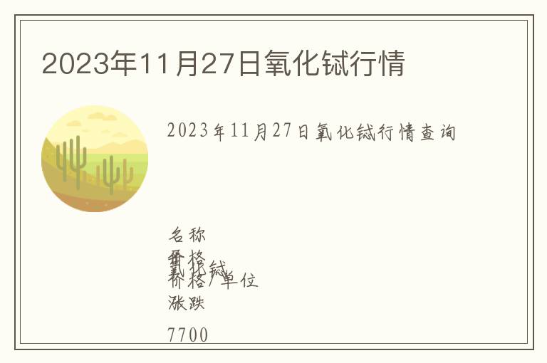 2023年11月27日氧化鋱行情