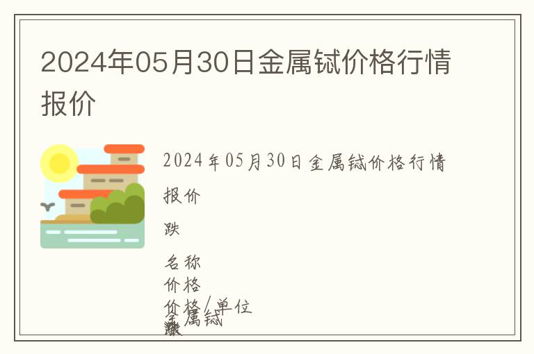 2024年05月30日金屬鋱價格行情報價