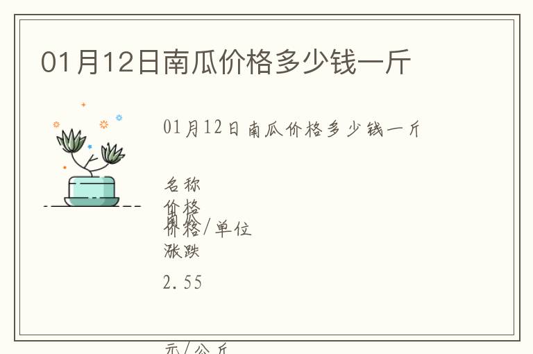 01月12日南瓜價格多少錢一斤
