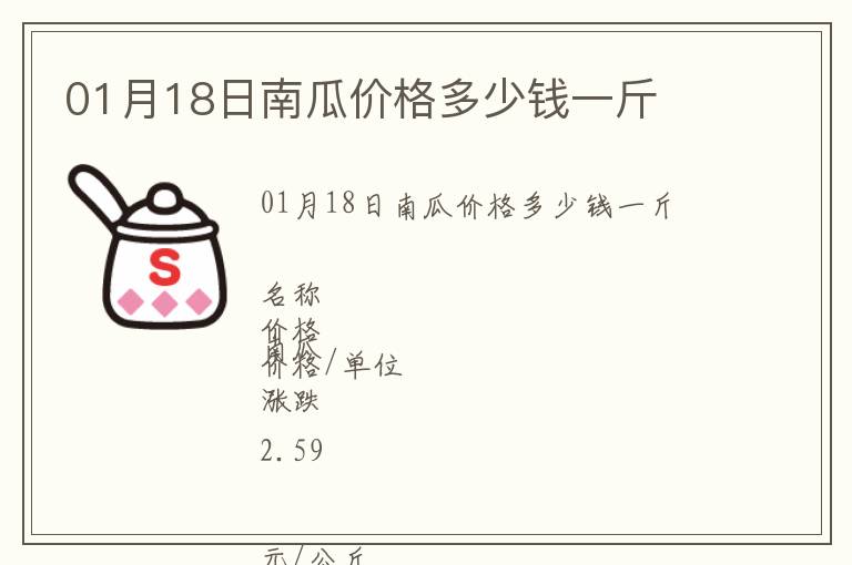 01月18日南瓜價格多少錢一斤