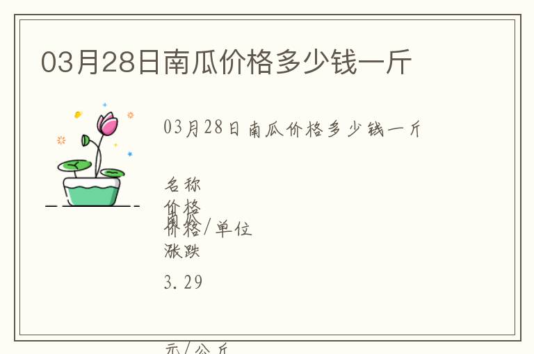 03月28日南瓜價格多少錢一斤