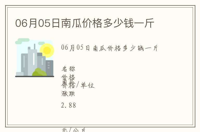 06月05日南瓜價格多少錢一斤