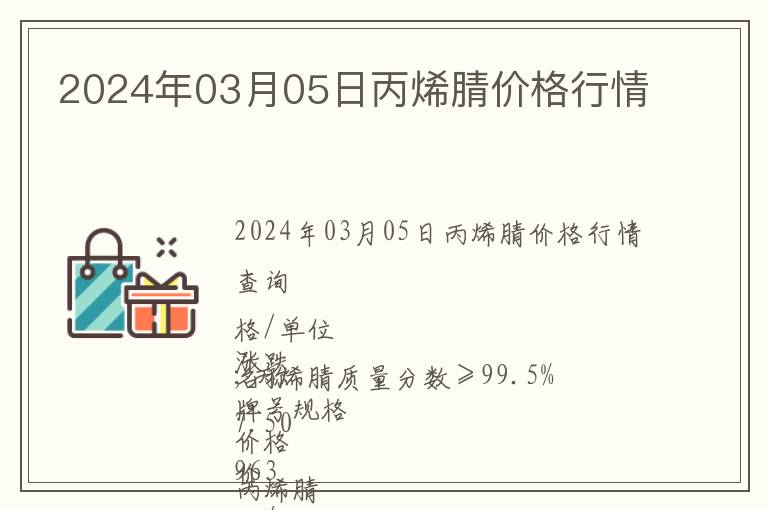 2024年03月05日丙烯腈價格行情