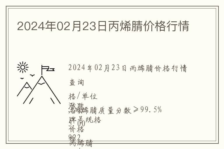 2024年02月23日丙烯腈價格行情