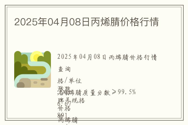 2025年04月08日丙烯腈價格行情