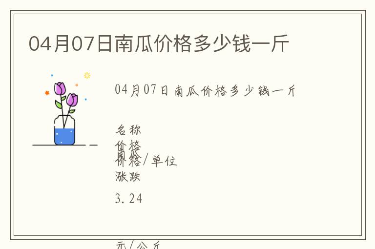 04月07日南瓜價格多少錢一斤