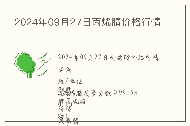 2024年09月27日丙烯腈價格行情