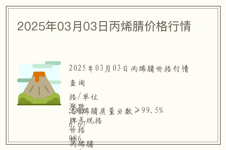2025年03月03日丙烯腈價格行情
