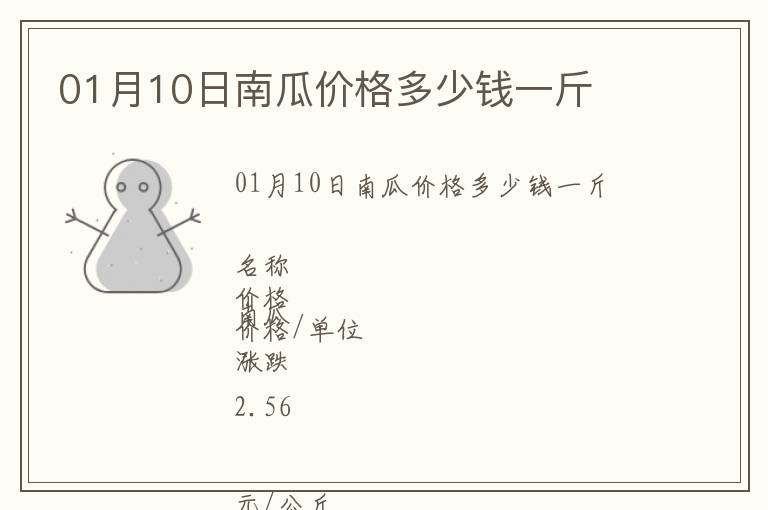 01月10日南瓜價(jià)格多少錢一斤