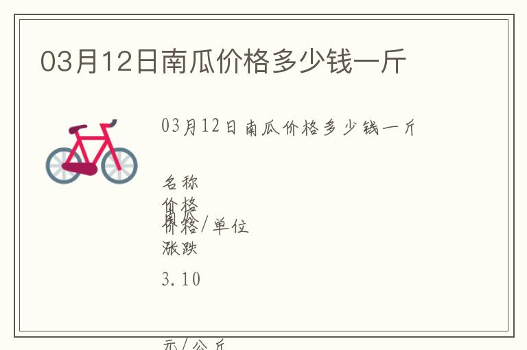 03月12日南瓜價格多少錢一斤