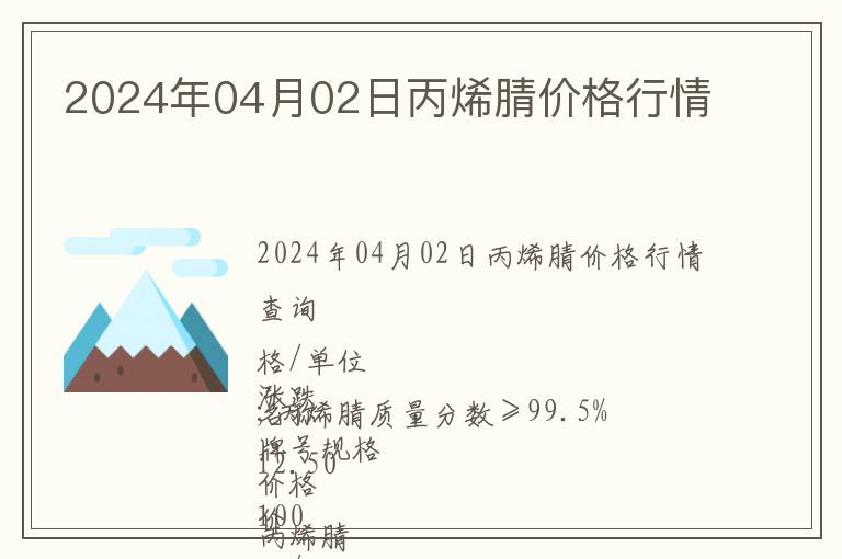 2024年04月02日丙烯腈價格行情