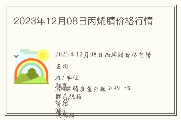 2023年12月08日丙烯腈價(jià)格行情