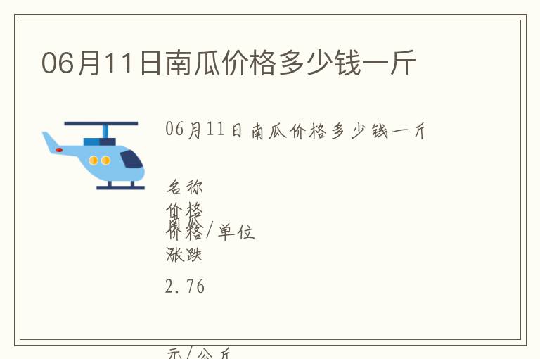 06月11日南瓜價格多少錢一斤