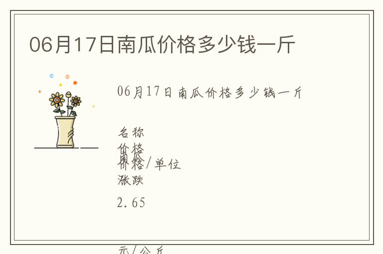 06月17日南瓜價格多少錢一斤