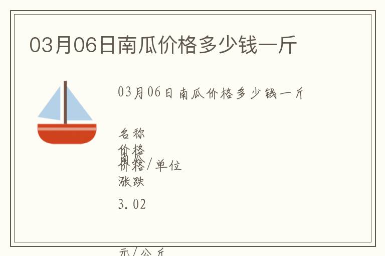 03月06日南瓜價格多少錢一斤