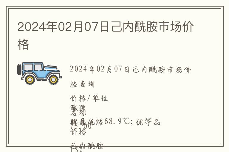 2024年02月07日己內酰胺市場價格