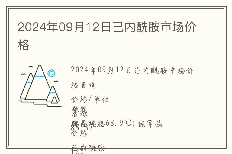 2024年09月12日己內(nèi)酰胺市場(chǎng)價(jià)格