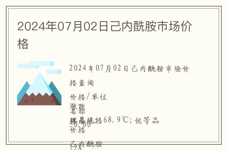 2024年07月02日己內酰胺市場價格