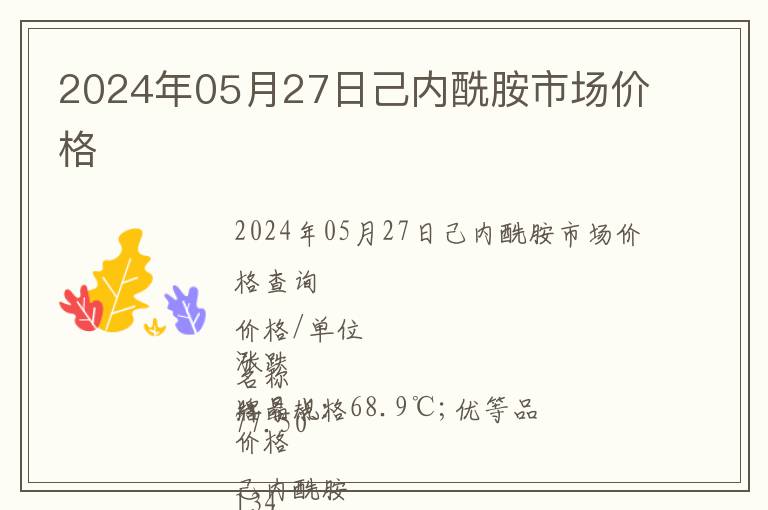 2024年05月27日己內(nèi)酰胺市場價格