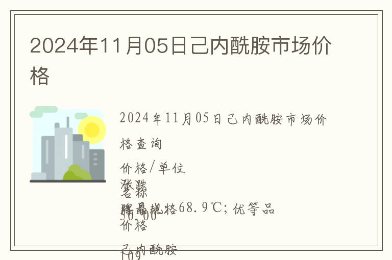 2024年11月05日己內(nèi)酰胺市場(chǎng)價(jià)格