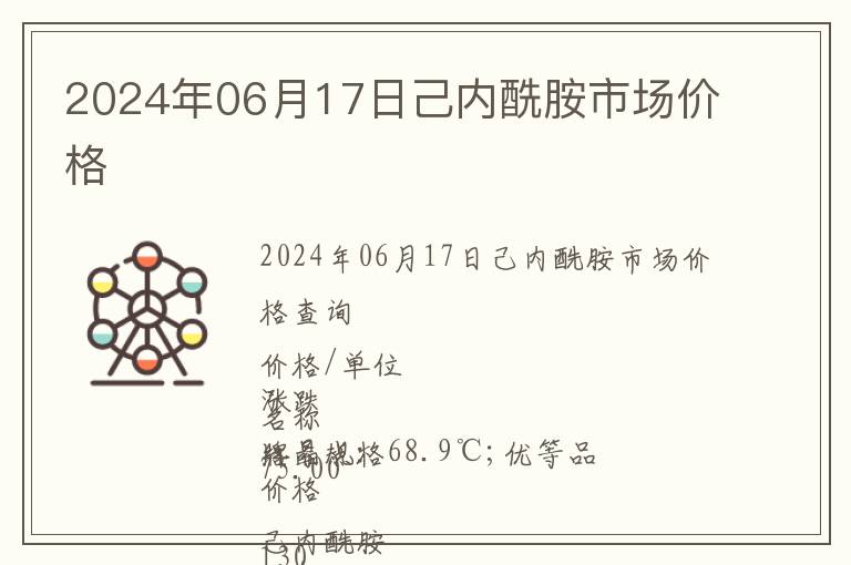 2024年06月17日己內酰胺市場價格