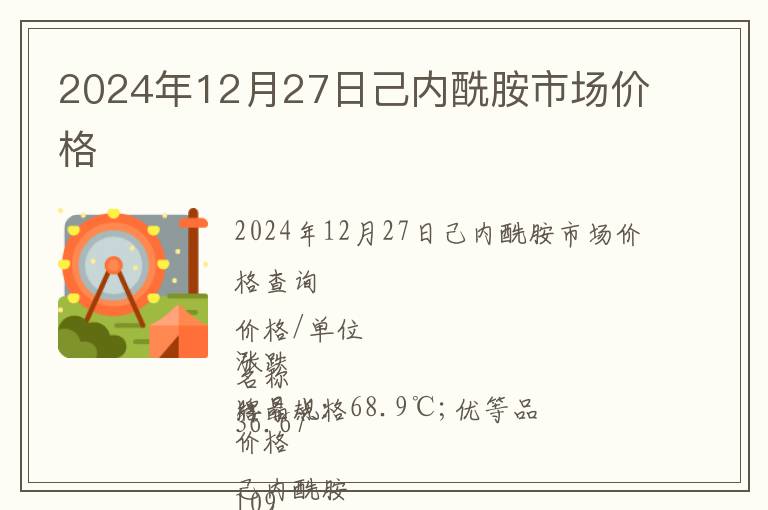 2024年12月27日己內(nèi)酰胺市場價格