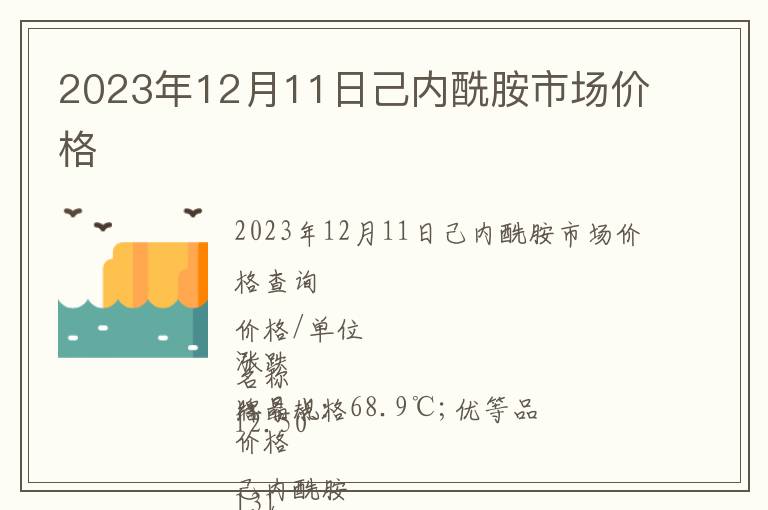 2023年12月11日己內(nèi)酰胺市場(chǎng)價(jià)格