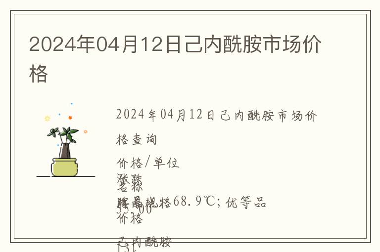 2024年04月12日己內(nèi)酰胺市場價(jià)格