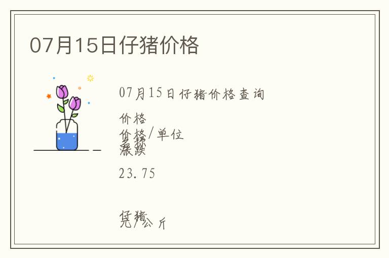 07月15日仔豬價格