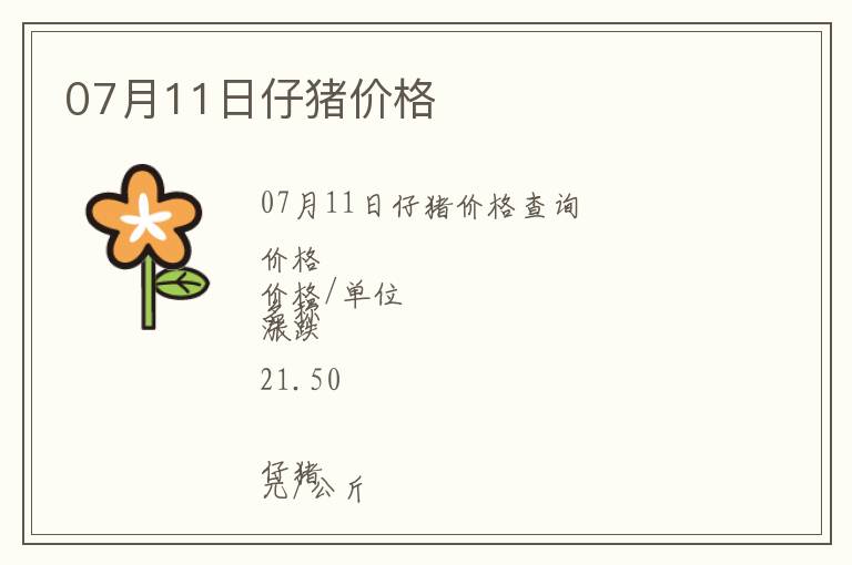 07月11日仔豬價格