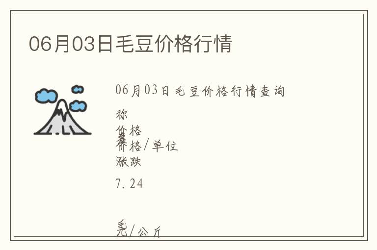 06月03日毛豆價(jià)格行情