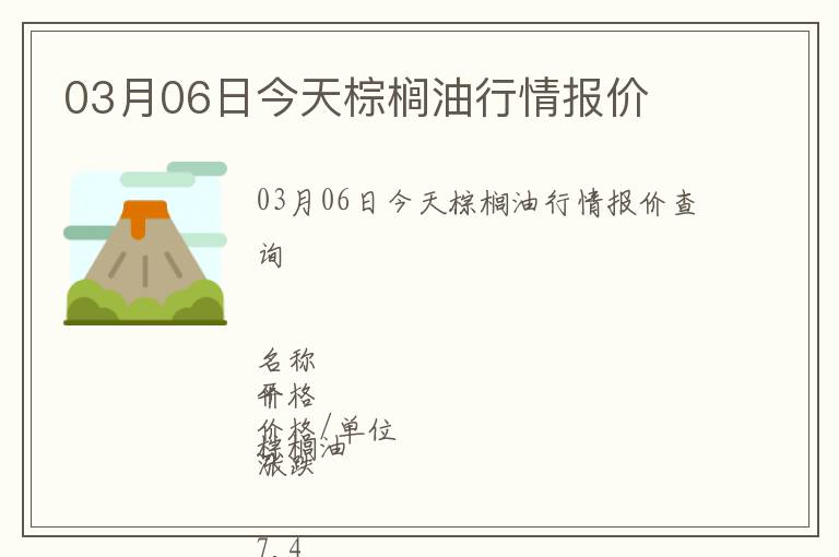 03月06日今天棕櫚油行情報價