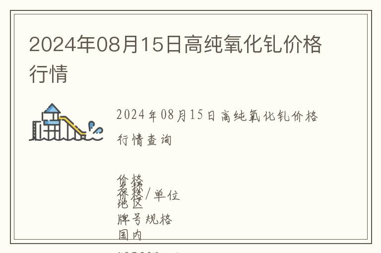 2024年08月15日高純氧化釓價格行情