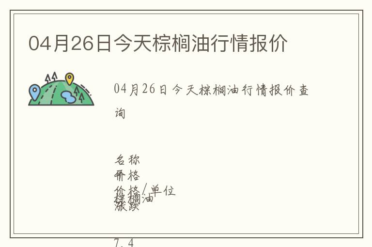 04月26日今天棕櫚油行情報價