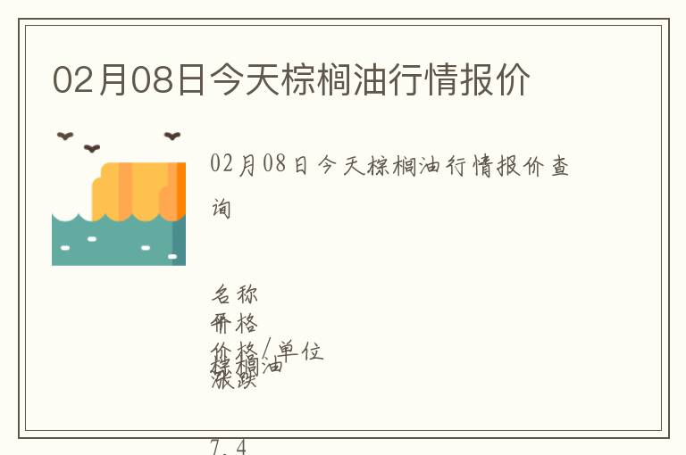 02月08日今天棕櫚油行情報價