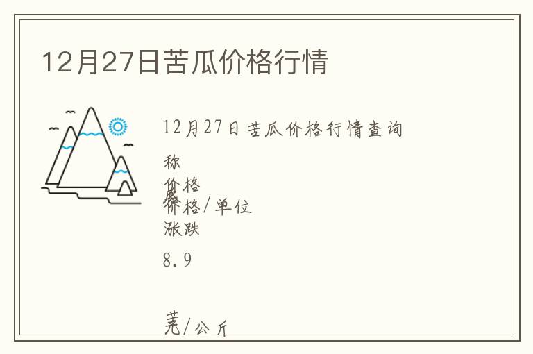 12月27日苦瓜價(jià)格行情