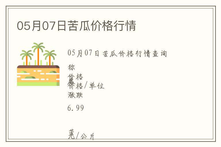 05月07日苦瓜價(jià)格行情