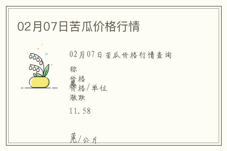 02月07日苦瓜價格行情