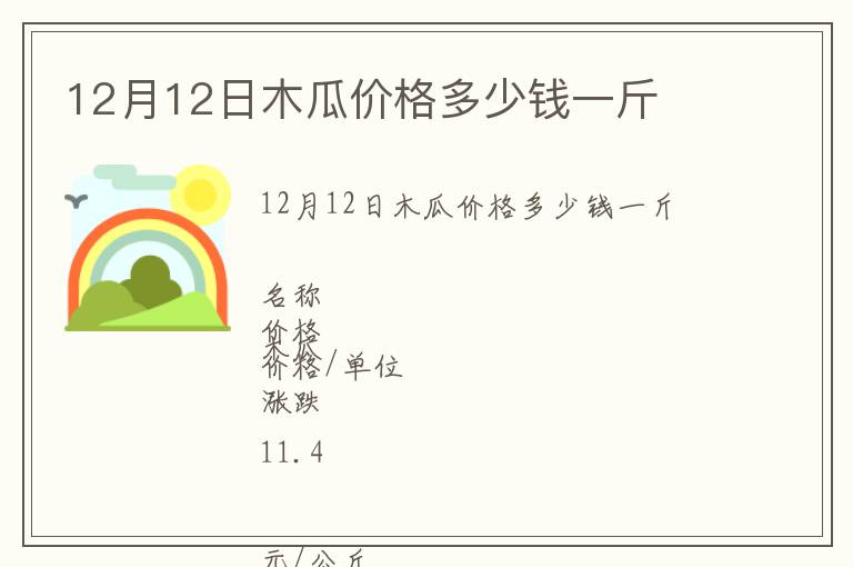12月12日木瓜價(jià)格多少錢(qián)一斤