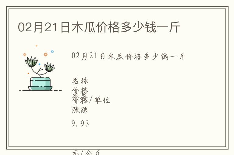 02月21日木瓜價格多少錢一斤