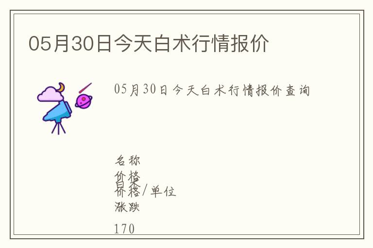 05月30日今天白術(shù)行情報(bào)價(jià)