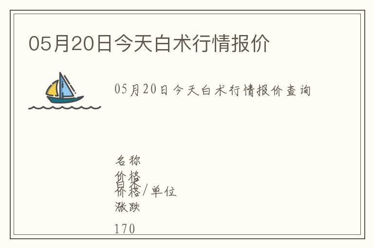 05月20日今天白術(shù)行情報(bào)價(jià)