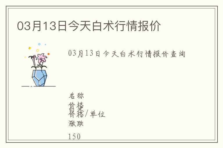 03月13日今天白術(shù)行情報價