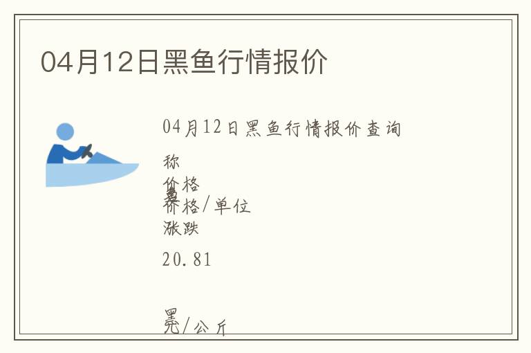 04月12日黑魚行情報價