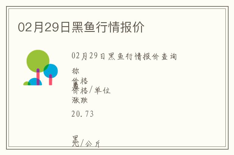 02月29日黑魚行情報價